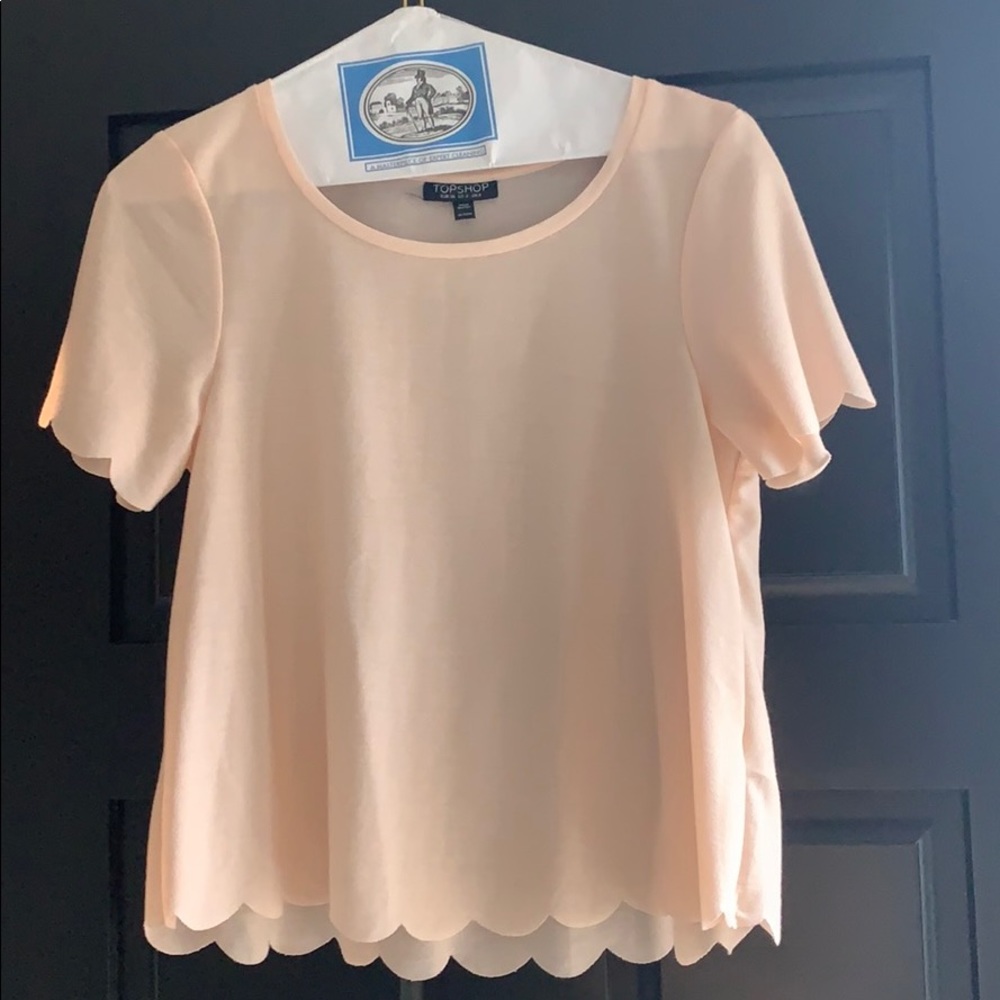 Top shop pale pink scalloped shirt